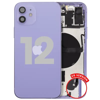 Back Housing W/ Small Parts For iPhone 12 (US Version) (Used OEM Pull: Grade C) (Purple)