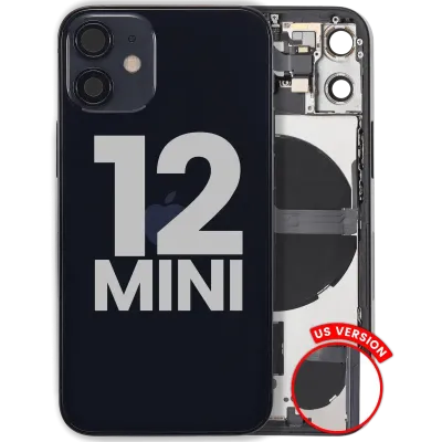 Back Housing W/ Small Parts For iPhone 12 Mini (US Version) (Used OEM Pull: Grade A) (Black)