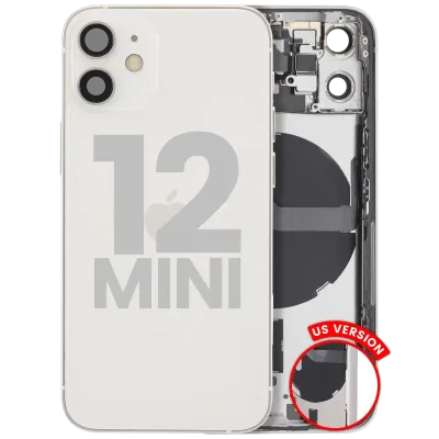 Back Housing W/ Small Parts For iPhone 12 Mini (US Version) (Used OEM Pull: Grade A) (White)