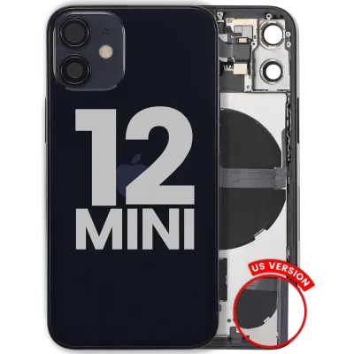 Back Housing W/ Small Parts For iPhone 12 Mini (US Version) (Used OEM Pull: Grade B) (Black)