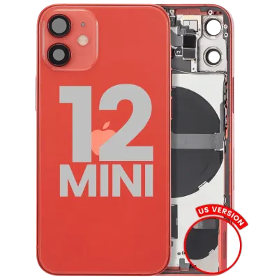Back Housing W/ Small Parts For iPhone 12 Mini (US Version) (Used OEM Pull: Grade B) (Red)
