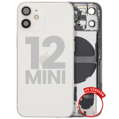 Back Housing W/ Small Parts For iPhone 12 Mini (US Version) (Used OEM Pull: Grade B) (White)