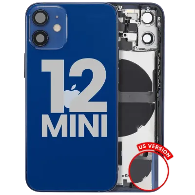 Back Housing W/ Small Parts For iPhone 12 Mini (US Version) (Used OEM Pull: Grade C) (Blue)