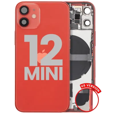 Back Housing W/ Small Parts For iPhone 12 Mini (US Version) (Used OEM Pull: Grade C) (Red)