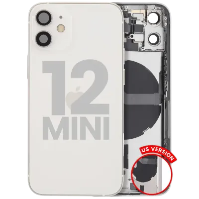 Back Housing W/ Small Parts For iPhone 12 Mini (US Version) (Used OEM Pull: Grade C) (White)