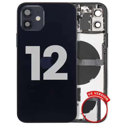Back Housing W/ Small Parts For iPhone 12 (US Version) (Used OEM Pull: Grade B) (Black)