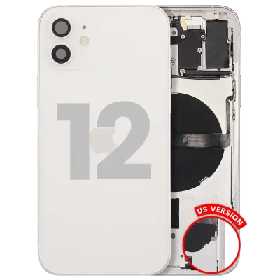 Back Housing W/ Small Parts For iPhone 12 (US Version) (Used OEM Pull: Grade B) (White)