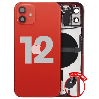 Back Housing W/ Small Parts For iPhone 12 (US Version) (Used OEM Pull: Grade B) (Red)