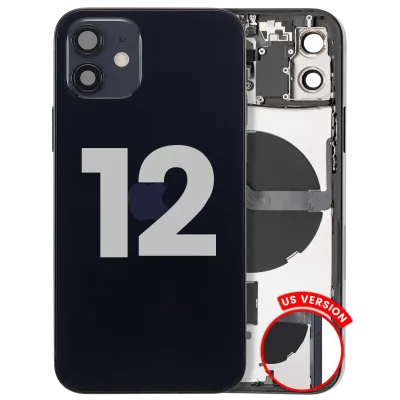 Back Housing W/ Small Parts For iPhone 12 (US Version) (Used OEM Pull: Grade C) (Black)