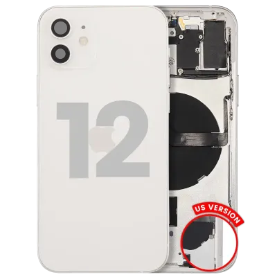 Back Housing W/ Small Parts For iPhone 12 (US Version) (Used OEM Pull: Grade C) (White)