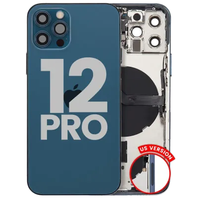 Back Housing W/ Small Parts For iPhone 12 Pro (US Version) (Used OEM Pull: Grade B) (Pacific Blue)