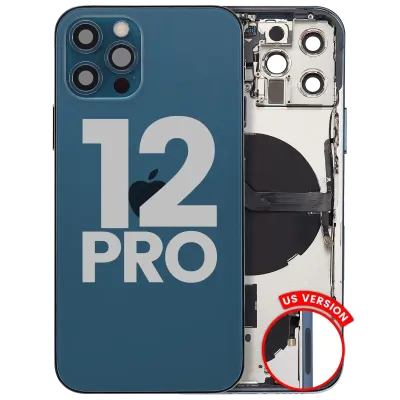 Back Housing W/ Small Parts For iPhone 12 Pro (US Version) (Used OEM Pull: Grade C) (Pacific Blue)