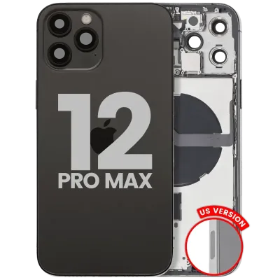 Back Housing W/ Small Parts For iPhone 12 Pro Max (US Version) (Used OEM Pull: Grade C) (Graphite)