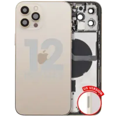 Заднє скло з дрібними деталями для iPhone 12 Pro Max (US Version) (Used OEM Pull: Grade C) (Gold)