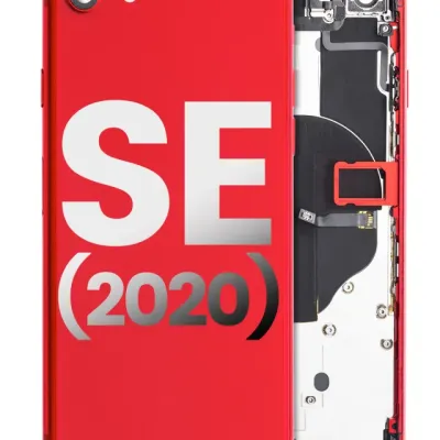 Back Housing W/ Small Components Pre-Installed For iPhone SE (2020) (Used OEM Pull: Grade C) (Red)