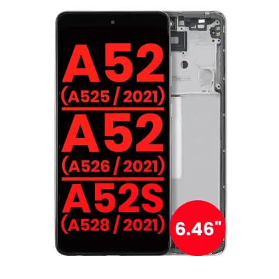 Дисплейний модуль (OLED) з рамкою для Samsung Galaxy A52 4G (A525 / 2021) / A52 5G (A526 / 2021) / A52S 5G (A528 / 2021) (6.46") (Aftermarket Plus) (Awesome White)