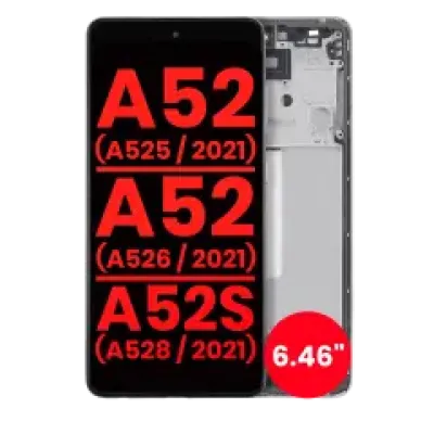 Дисплейний модуль (OLED) з рамкою для Samsung Galaxy A52 4G (A525 / 2021) / A52 5G (A526 / 2021) / A52S 5G (A528 / 2021) (6.46") (Aftermarket Plus) (Awesome White)