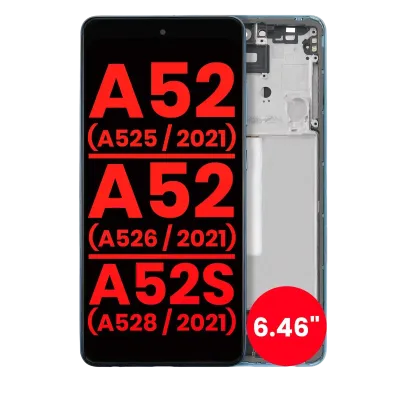 Дисплейний модуль (OLED) з рамкою для Samsung Galaxy A52 4G (A525 / 2021) / A52 5G (A526 / 2021) / A52S 5G (A528 / 2021) (6.46") (Aftermarket Plus) (Awesome Blue)
