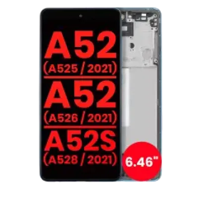 Дисплейний модуль (OLED) з рамкою для Samsung Galaxy A52 4G (A525 / 2021) / A52 5G (A526 / 2021) / A52S 5G (A528 / 2021) (6.46") (Aftermarket Plus) (Awesome Blue)