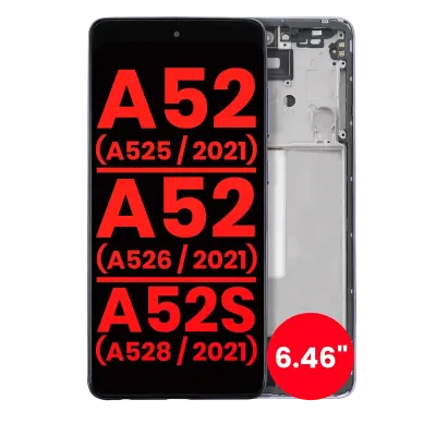 Дисплейний модуль (OLED) з рамкою для Samsung Galaxy A52 4G (A525 / 2021) / A52 5G (A526 / 2021) / A52S 5G (A528 / 2021) (6.46") (Aftermarket Plus) (Awesome Violet)
