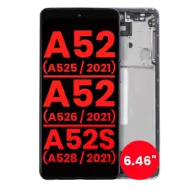 Дисплейний модуль (OLED) з рамкою для Samsung Galaxy A52 4G (A525 / 2021) / A52 5G (A526 / 2021) / A52S 5G (A528 / 2021) (6.46") (Aftermarket Plus) (Awesome Violet)
