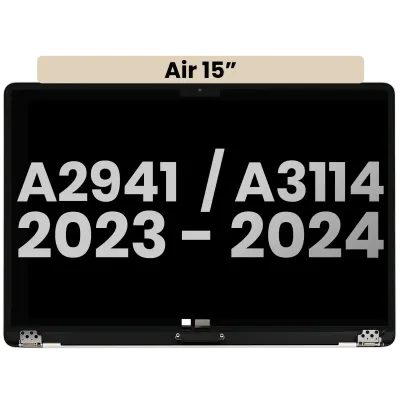 Повний дисплейний модуль для MacBook Air 15" (A2941 / Mid 2023) / Air 15" (A3114 / Mid 2024) (передвстановлений кабель датчика кута кришки) (Used OEM Pull: Grade A) (Starlight)