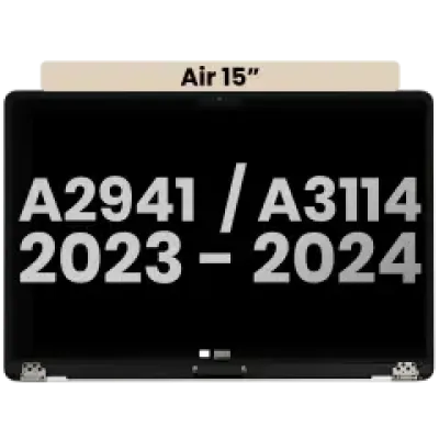 Повний дисплейний модуль для MacBook Air 15" (A2941 / Mid 2023) / Air 15" (A3114 / Mid 2024) (передвстановлений кабель датчика кута кришки) (Used OEM Pull: Grade A) (Starlight)