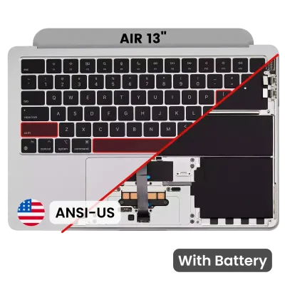 Топкейс з акумулятором і клавіатурою (ANSI US) для MacBook Air 13" A2681 (2022) (сріблястий)