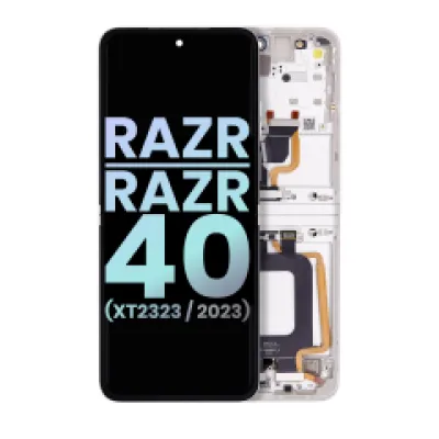 Дисплейний модуль (OLED) з рамкою для Motorola Razr 2023 / Razr 40 (XT2323 / 2023) (Genuine OEM) (Vanilla Cream)