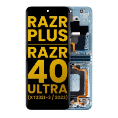 Внутрішній дисплейний модуль (OLED) з рамкою для Motorola Moto Razr Plus 2023 / Razr 40 Ultra (XT2321 / 2023) (Refurbished) (Glacier Blue)