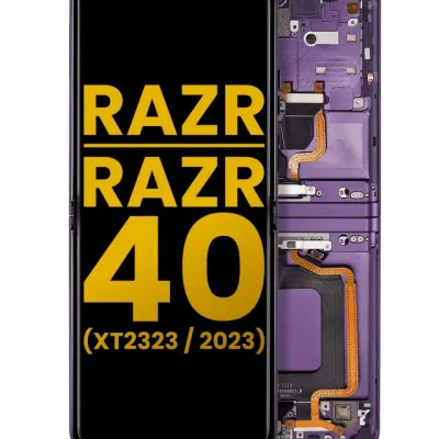 Дисплейний модуль (OLED) з рамкою для Motorola Razr 2023 / Razr 40 (XT2323 / 2023) (Refurbished) (Summer Lilac)