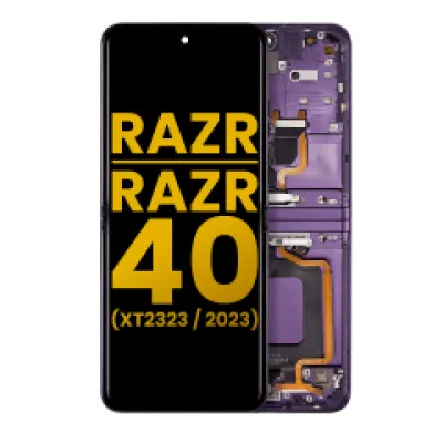 Дисплейний модуль (OLED) з рамкою для Motorola Razr 2023 / Razr 40 (XT2323 / 2023) (Refurbished) (Summer Lilac)