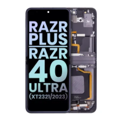 Внутрішній дисплейний модуль (OLED) з рамкою для Motorola Moto Razr Plus 2023 / Razr 40 Ultra (XT2321 / 2023) (Genuine OEM) (Infinite Black)