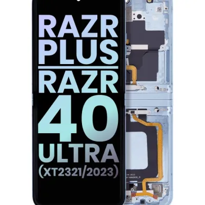 Внутрішній дисплейний модуль (OLED) з рамкою для Motorola Moto Razr Plus 2023 / Razr 40 Ultra (XT2321 / 2023) (Genuine OEM) (Glacier Blue)