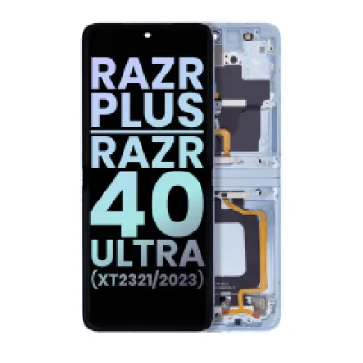 Внутрішній дисплейний модуль (OLED) з рамкою для Motorola Moto Razr Plus 2023 / Razr 40 Ultra (XT2321 / 2023) (Genuine OEM) (Glacier Blue)