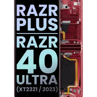 Внутрішній дисплейний модуль (OLED) з рамкою для Motorola Moto Razr Plus 2023 / Razr 40 Ultra (XT2321 / 2023) (Genuine OEM) (Viva Magenta)