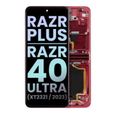 Внутрішній дисплейний модуль (OLED) з рамкою для Motorola Moto Razr Plus 2023 / Razr 40 Ultra (XT2321 / 2023) (Genuine OEM) (Viva Magenta)