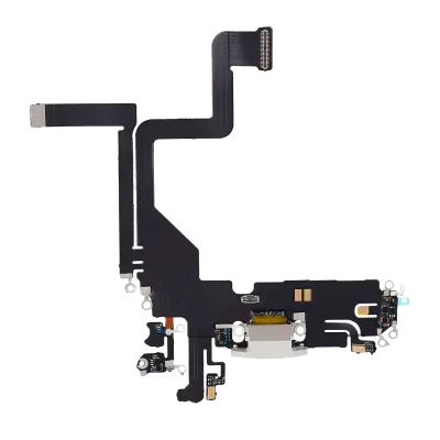 Charging Port Flex Cable For iPhone 14 Pro (Used OEM Pull) (Silver)