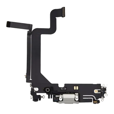 Charging Port Flex Cable For iPhone 14 Pro Max (Used OEM Pull) (Silver)