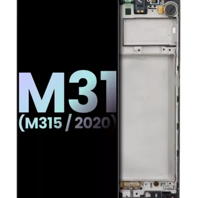 Дисплейний модуль (OLED) з рамкою для Samsung Galaxy M31 (M315 / 2020) (чорний) (Service Pack)