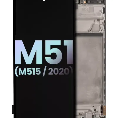 Дисплейний модуль (OLED) з рамкою для Samsung Galaxy M51 (M515 / 2020) (Service Pack) (Celestial Black)