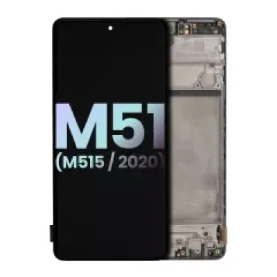 Дисплейний модуль (OLED) з рамкою для Samsung Galaxy M51 (M515 / 2020) (Service Pack) (Celestial Black)