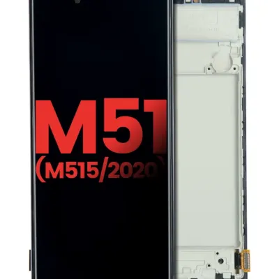 Дисплейний модуль (OLED) з рамкою для Samsung Galaxy M51 (M515 / 2020) (Aftermarket Plus) (Celestial Black)