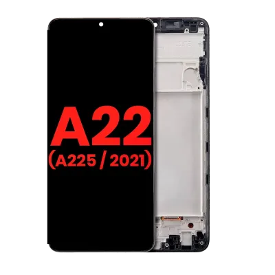 Дисплейний модуль (OLED) з рамкою для Samsung Galaxy A22 4G (A225 / 2021) (Aftermarket Plus) (всі кольори)