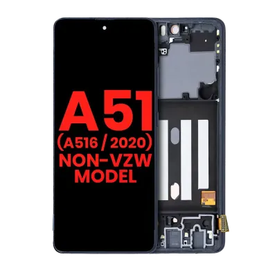 Дисплейний модуль (OLED) з рамкою для Samsung Galaxy A51 5G (A516 / 2020) (Non-Verizon 5G UW Frame) (6.46") (Aftermarket Plus) (Prism Cube Black)