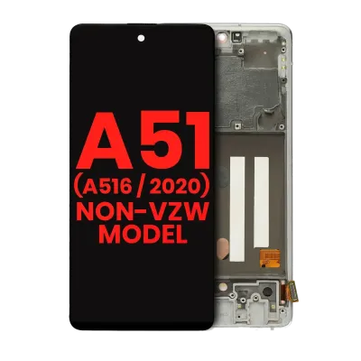 Дисплейний модуль (OLED) з рамкою для Samsung Galaxy A51 5G (A516 / 2020) (Non-Verizon 5G UW Frame) (6.46") (Aftermarket Plus) (Prism Cube White)