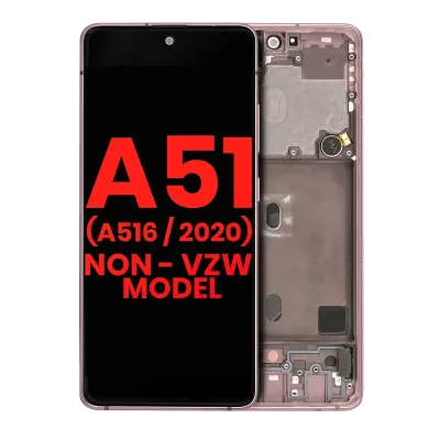 Дисплейний модуль (OLED) з рамкою для Samsung Galaxy A51 5G (A516 / 2020) (Non-Verizon 5G UW Frame) (6.46") (Aftermarket Plus) (Prism Cube Pink)