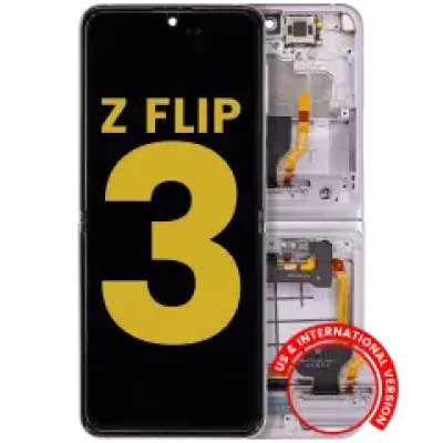 Дисплейний модуль (OLED) з рамкою внутрішній для Samsung Galaxy Z Flip 3 5G (US & International) (Refurbished) (Lavender)