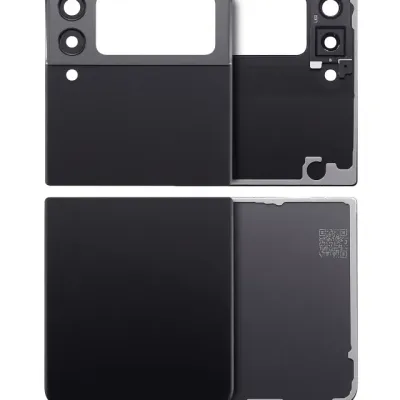 Задня кришка (верхня і нижня) зі скла з камерою для Samsung Galaxy Z Flip 3 5G (Aftermarket Plus) (Phantom Black)