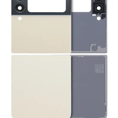 Задня кришка (верхня і нижня) зі скла з камерою для Samsung Galaxy Z Flip 3 5G (Aftermarket Plus) (Cream)
